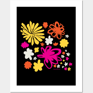 Cute Flowers - retro fun floral illustration Posters and Art